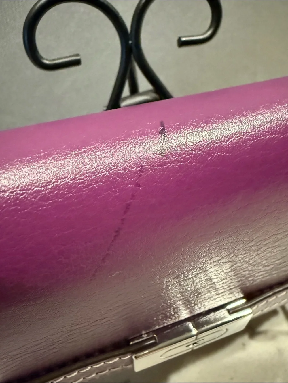 Purple Leather Turnlock Wallet